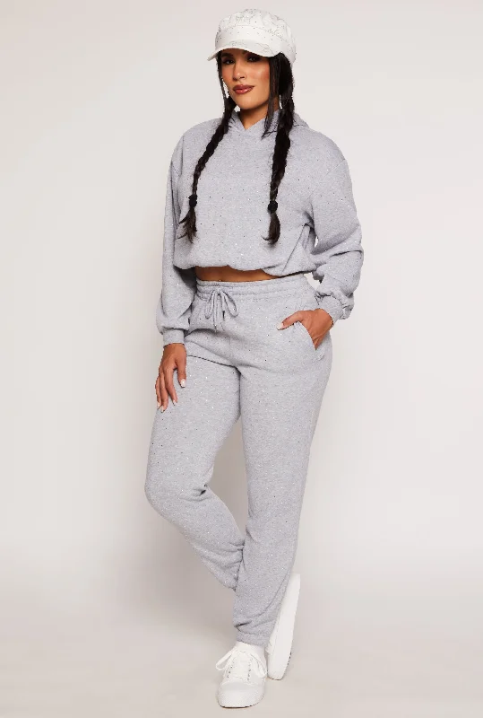 Almost Famous Fleece Rhinestone Sweatpants