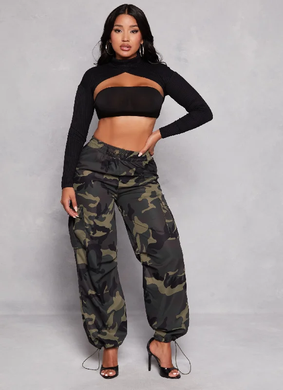 Nylon Camo Cargo Joggers