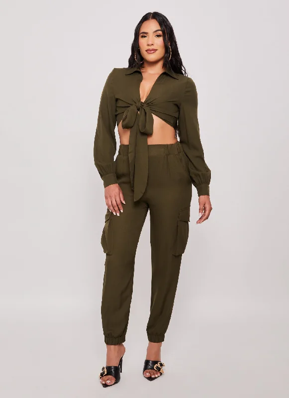 Pull On Cargo High Waist Joggers