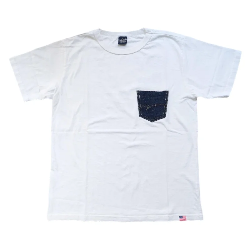 Studio D'Artisan Selvedge Denim Pocket Tee (White)