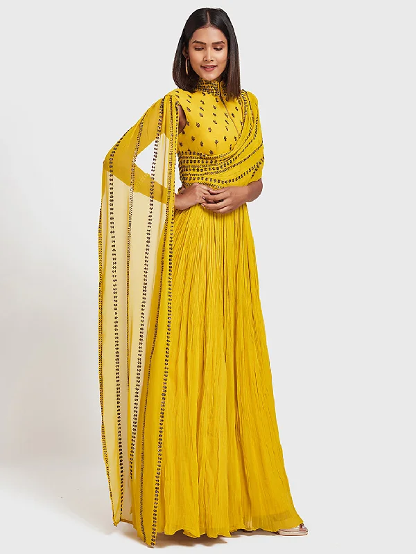 Neeru's Yellow Color Georgette Fabric Gown