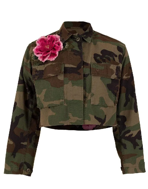 Cropped Embellished Military Jacket