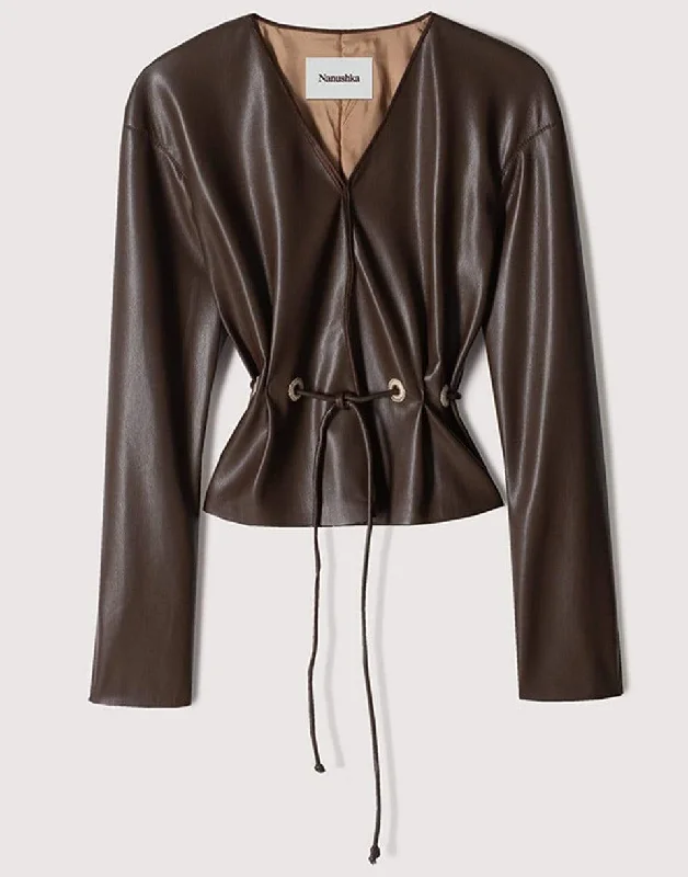 Dark Brown Vegan Leather Faroe Jacket