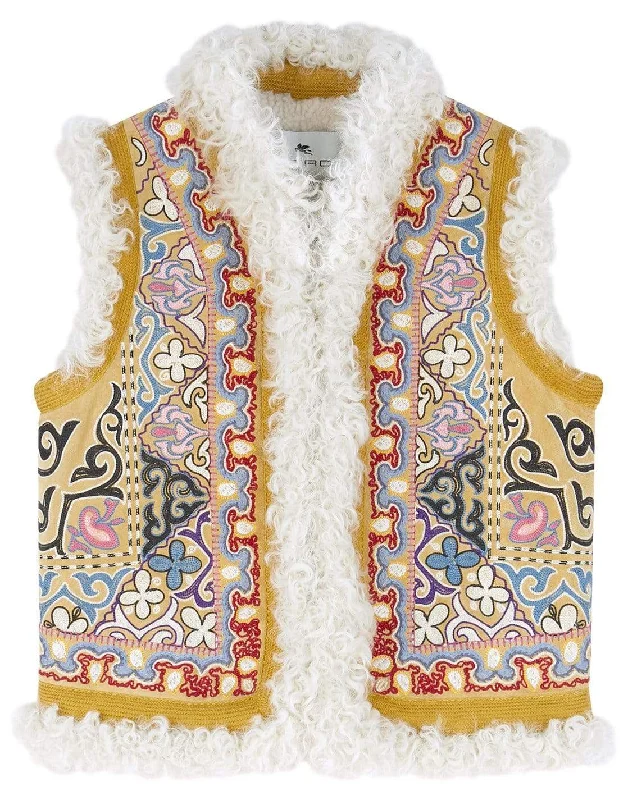 Newport Leather Shearling Printed Vest