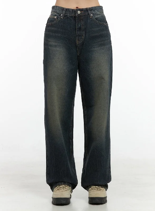 Aurora Deep-Washed Wide Leg Jeans OS410