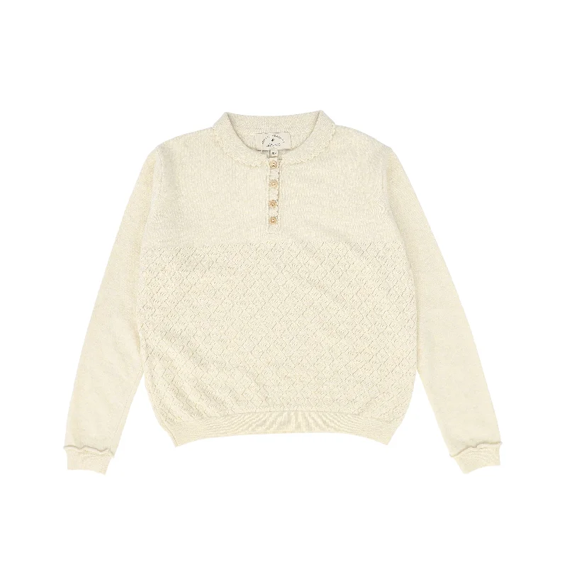 BIRINIT PETIT IVORY KNIT DESIGN COLLAR SWEATER [Final Sale]