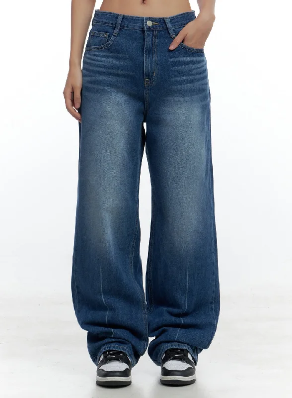 Chanel Washed Sky Wide Fit Denim CS424 Laid - back Women's Style