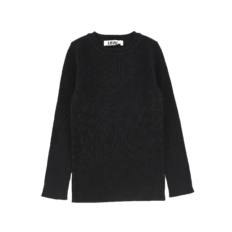 LILOU BLACK RIBBED SWEATER [Final Sale]