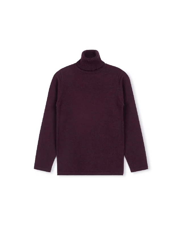 LILOU BURGUNDY FITTED FLAT KNIT TURTLENECK [FINAL SALE]