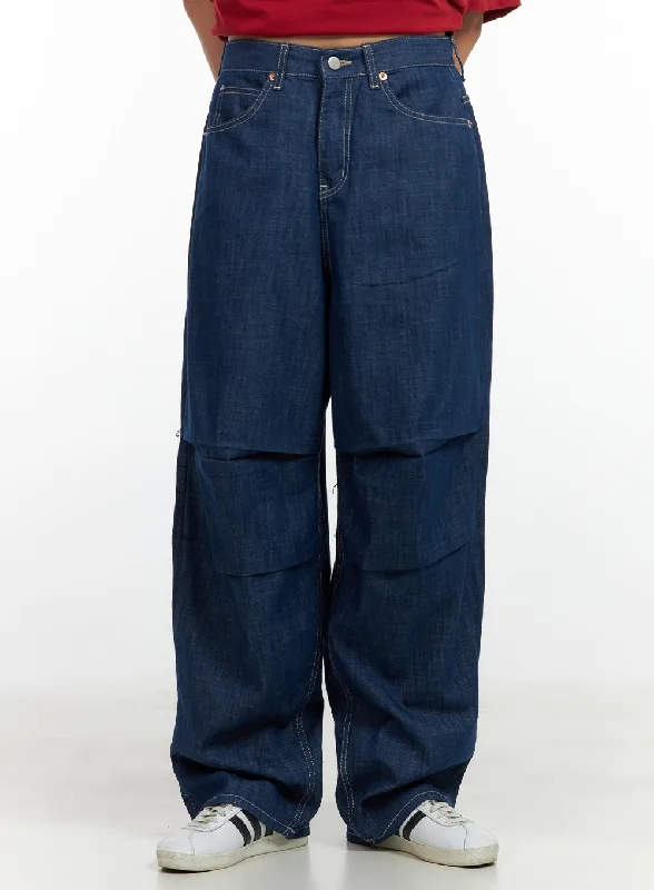 Pintuck Wide Baggy Jeans CL404