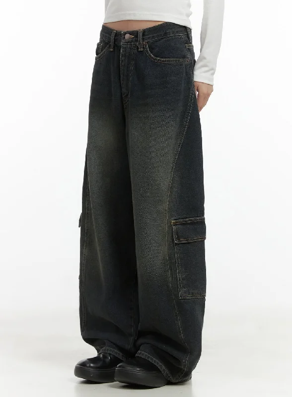 Tess Wide Cargo Denim Pants CO410